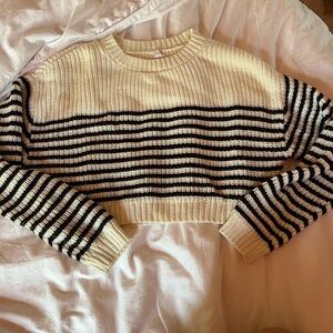 Garage Cream & Black Striped Knit Sweater